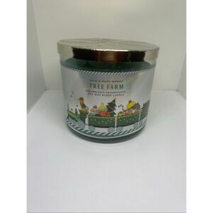 Bath & Body Works Tree Farm 3 Wick Candle White Barn Holiday Christmas